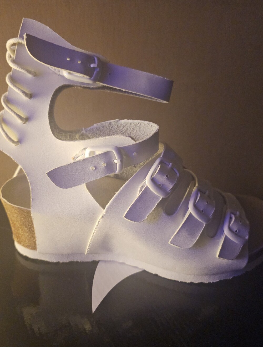 Women’s White and Black ?Strappy Gladiator Sandal with Buckles 2 Pairs for $45
